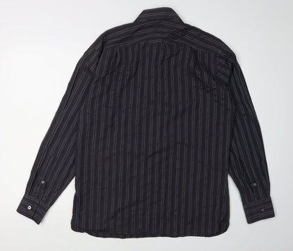 Marks and Spencer Men's Black Striped Shirt M