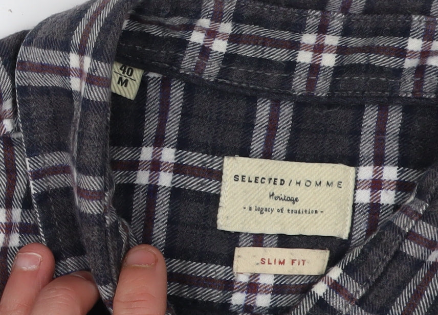 Selected Homme Men's Slim Fit Check Shirt Black M