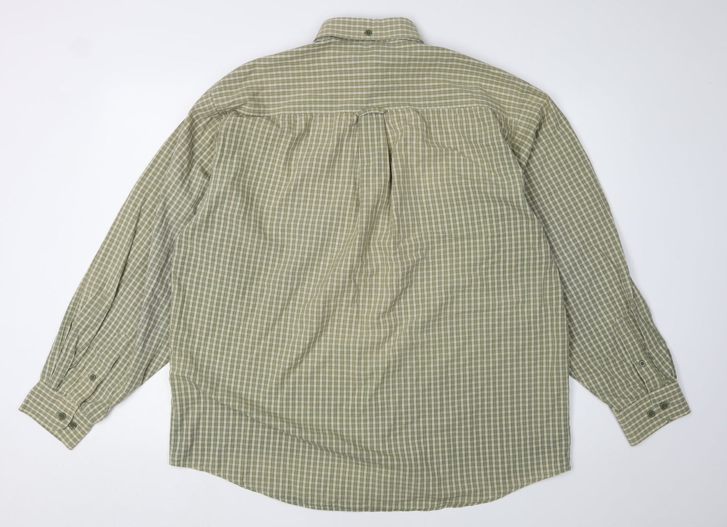 Farah Men's Green Check Long Sleeve Button-Up Shirt L