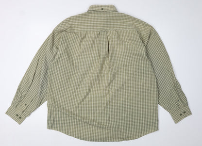 Farah Men's Green Check Long Sleeve Button-Up Shirt L