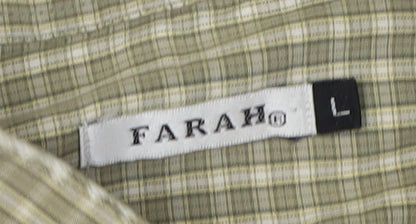 Farah Men's Green Check Long Sleeve Button-Up Shirt L
