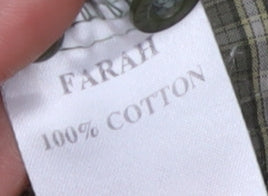 Farah Men's Green Check Long Sleeve Button-Up Shirt L