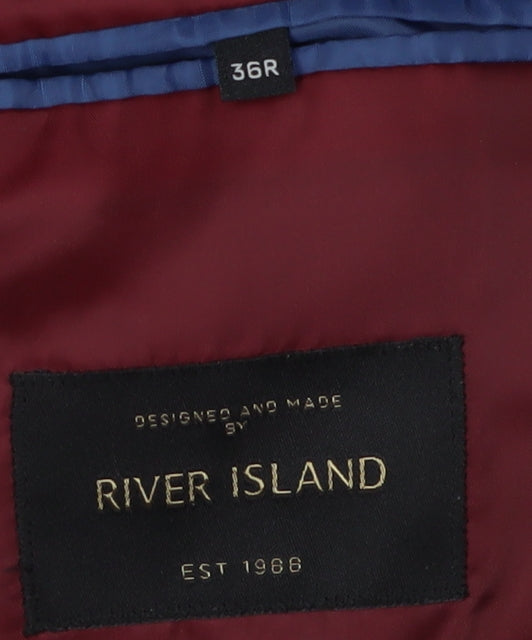 Mens UK Size 36 River Island Regular Blue Suit Jacket