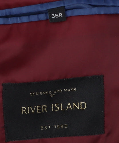Mens UK Size 36 River Island Regular Blue Suit Jacket