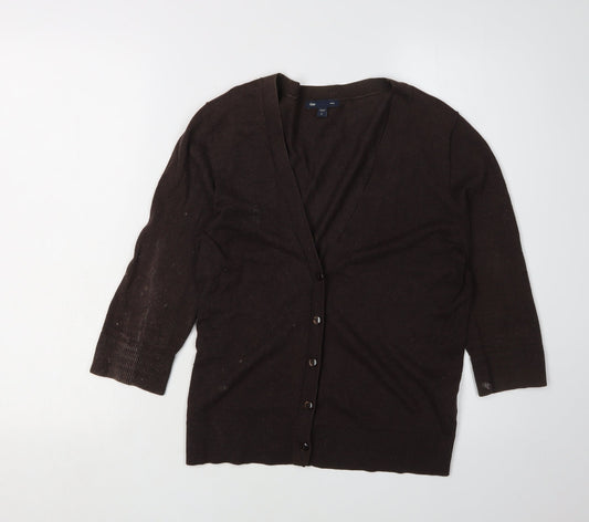 Gap Women's Brown V-Neck Cardigan M