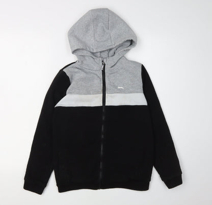 Slazenger Boys Colourblock Hoodie Grey Black 11-12 Years