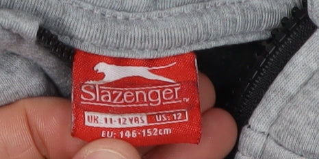 Slazenger Boys Colourblock Hoodie Grey Black 11-12 Years