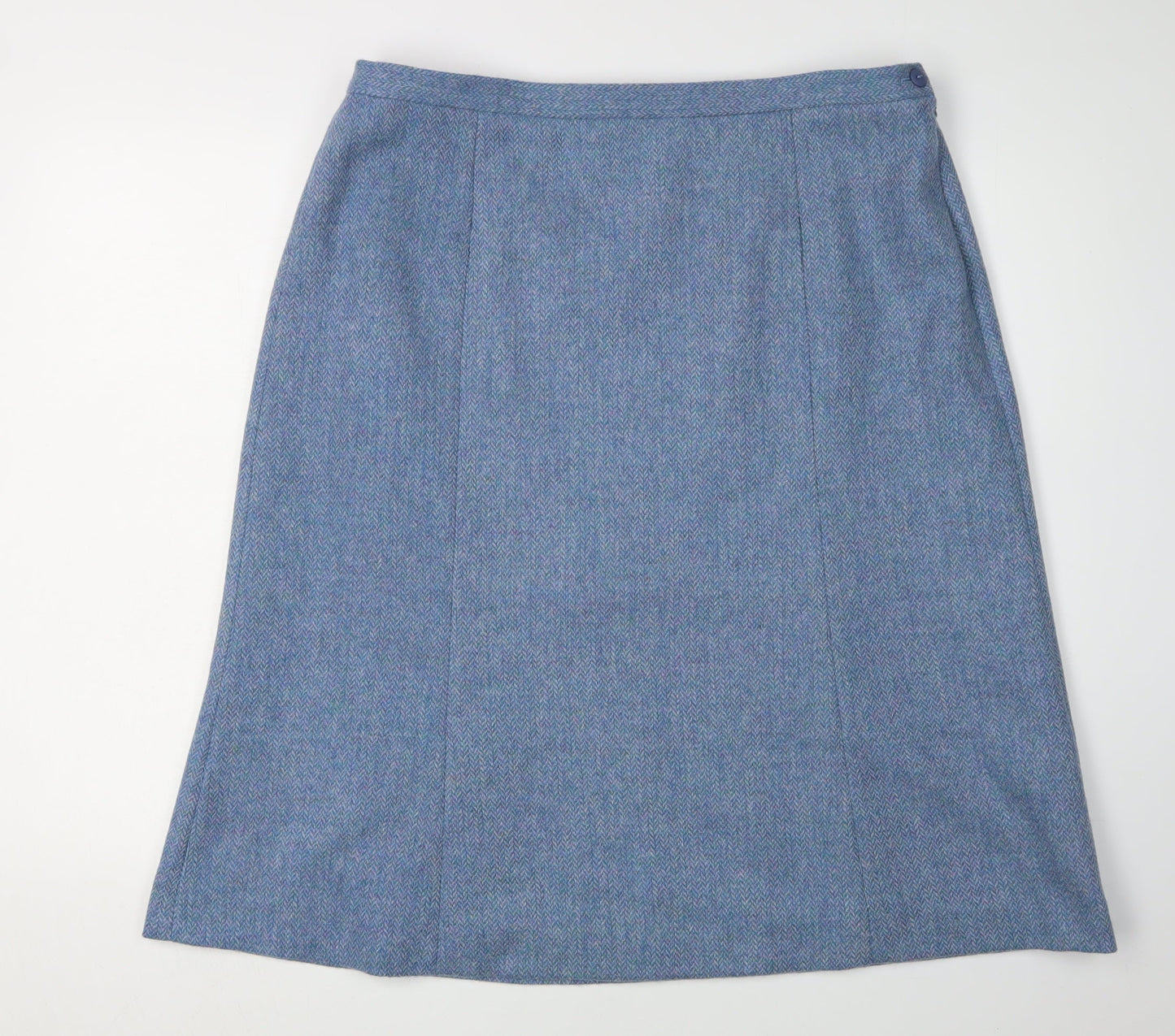 Cotswold Collections Women's Blue Wool Knee Length Skirt, Size 20