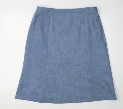 Cotswold Collections Women's Blue Wool Knee Length Skirt, Size 20