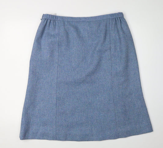 Cotswold Collections Women's Blue Wool Knee Length Skirt, Size 20