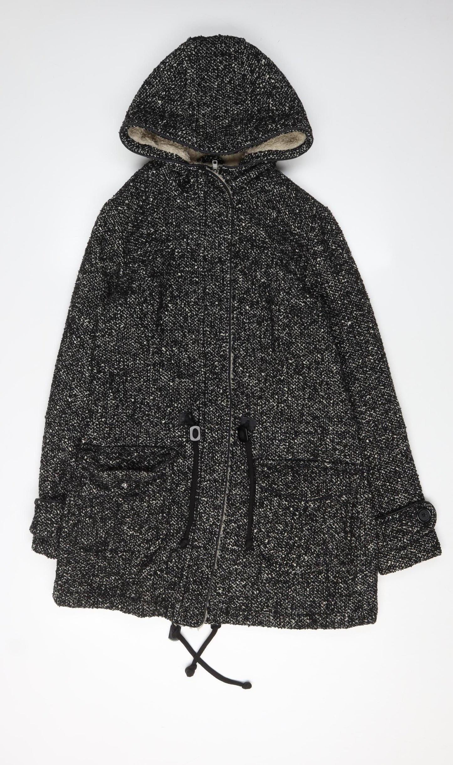 Womens UK Size 8 NEXT Black Parka Coat