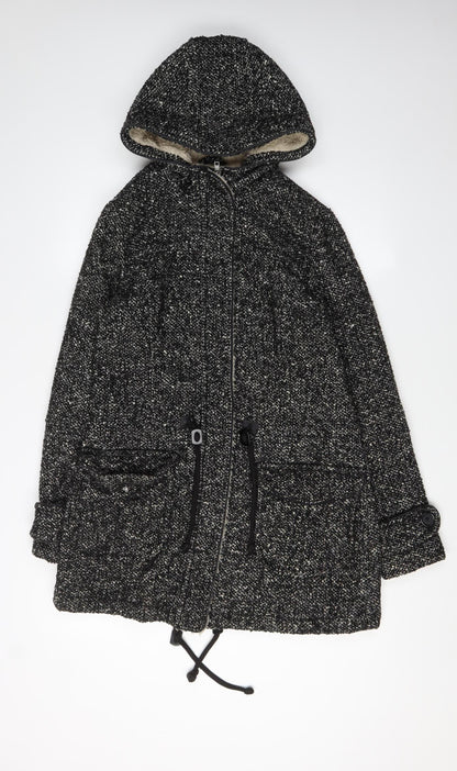 Womens UK Size 8 NEXT Black Parka Coat