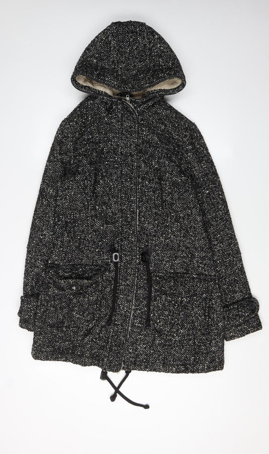 Womens UK Size 8 NEXT Black Parka Coat
