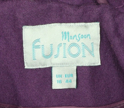 Womens UK Size 16 Monsoon Purple Pea Coat