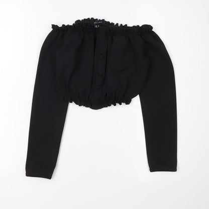 New Look Women's Black Cropped Button Blouse, Size 6