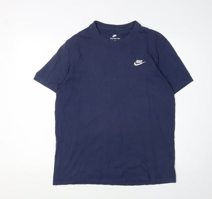 Nike Men's Blue Cotton Crew Neck T-Shirt L
