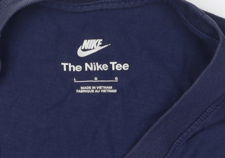 Nike Men's Blue Cotton Crew Neck T-Shirt L