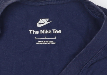 Nike Men's Blue Cotton Crew Neck T-Shirt L
