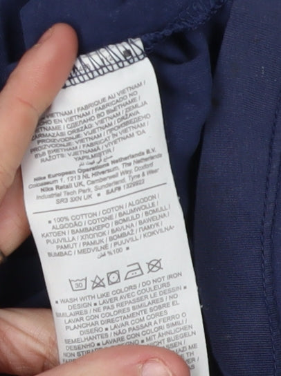 Nike Men's Blue Cotton Crew Neck T-Shirt L