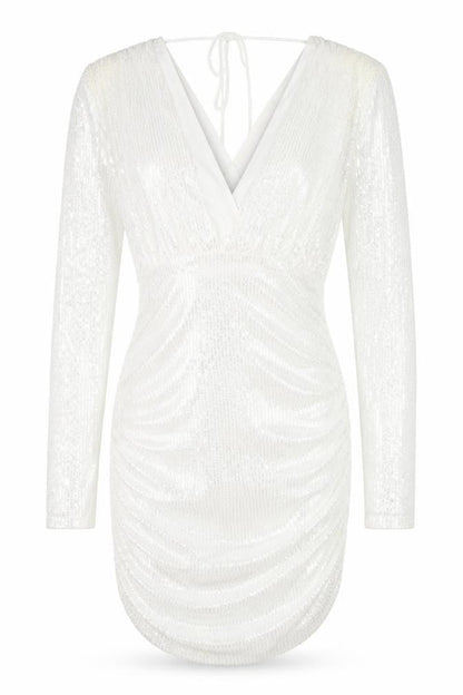 MISSPAP Women's White Bodycon Sequin Dress Size 10