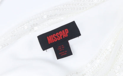 MISSPAP Women's White Bodycon Sequin Dress Size 10