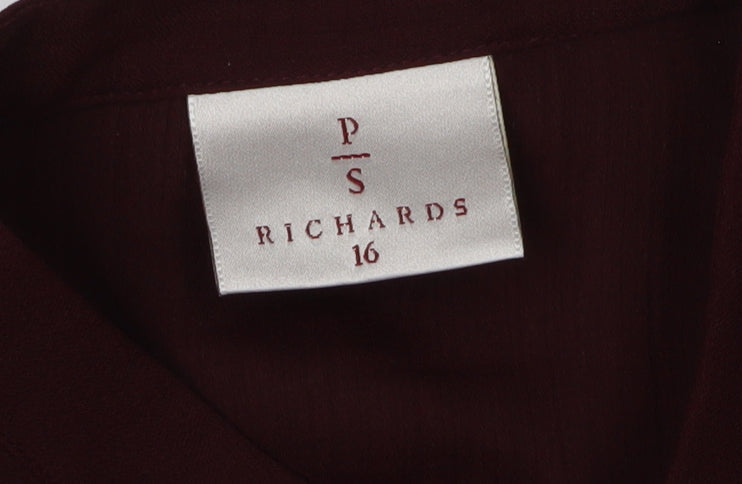 PS Richards Women's Red Button-Up Size 16 Top
