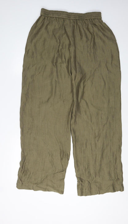Womens UK Size 12 Cotswold Collections Relaxed Fit Wide-Leg Green Trousers