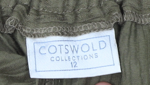 Womens UK Size 12 Cotswold Collections Relaxed Fit Wide-Leg Green Trousers