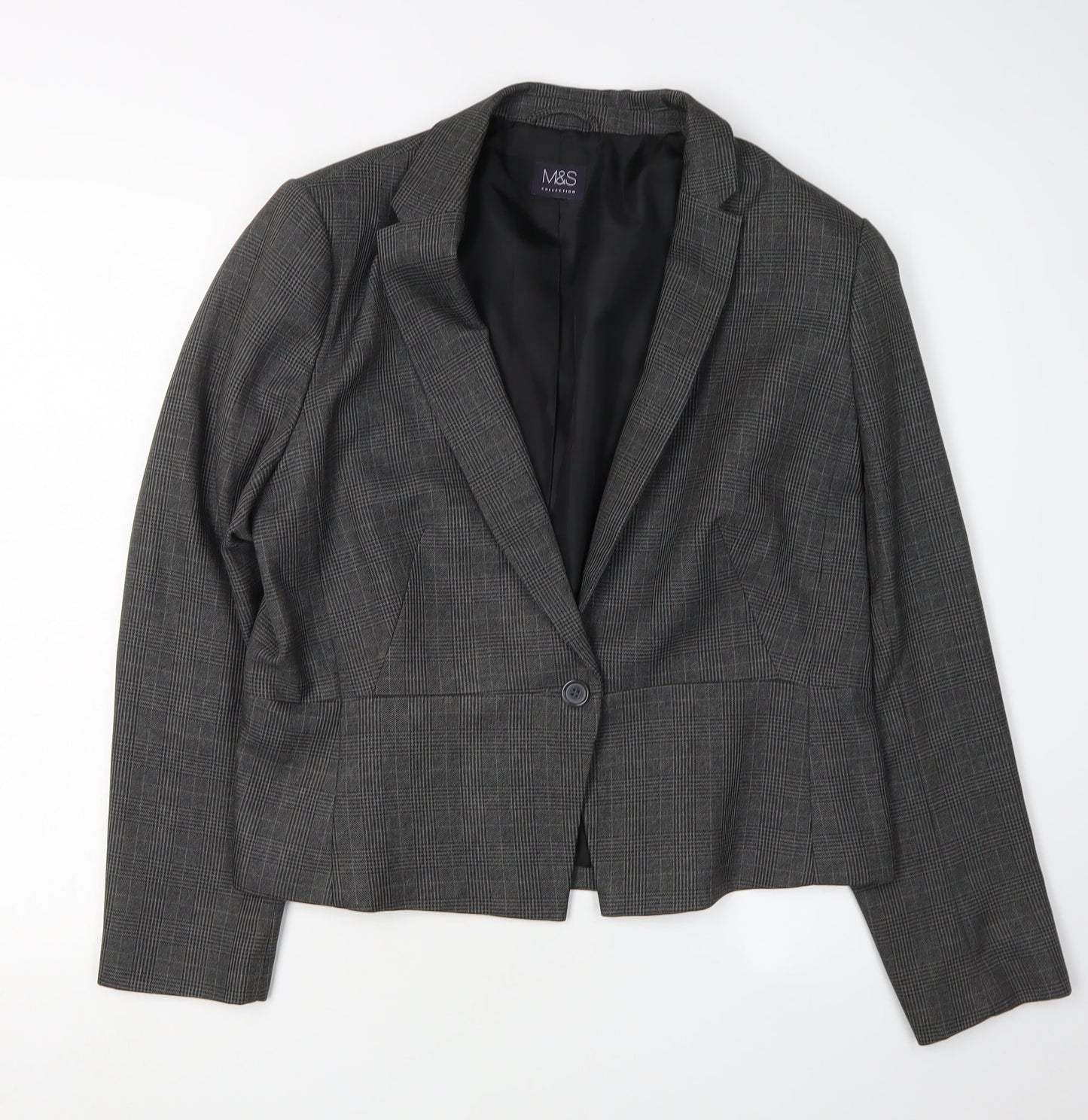 Marks and Spencer Women Grey Check Blazer Size 16