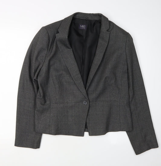 Marks and Spencer Women Grey Check Blazer Size 16