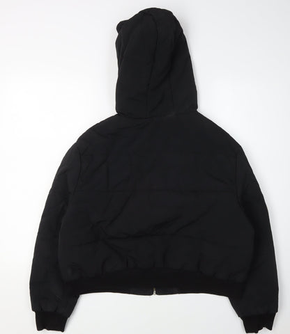 Boohoo Women’s Black Puffer Jacket, Size 14, Hooded