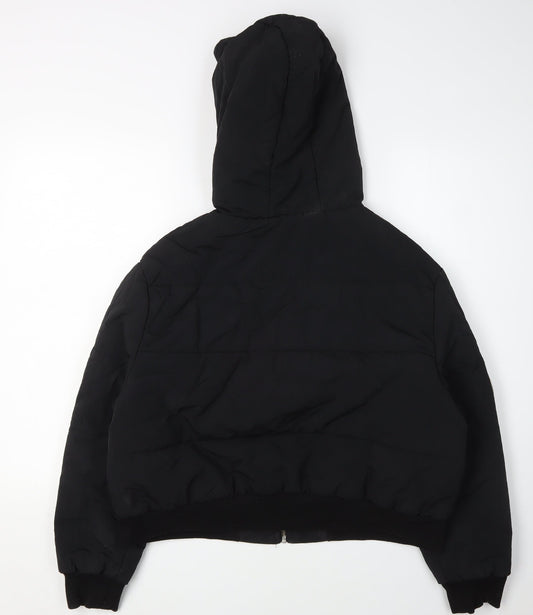 Boohoo Women’s Black Puffer Jacket, Size 14, Hooded