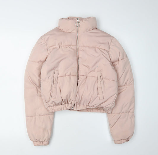 915 Generation Girls Pink Puffer Jacket, Age 12-13, Cropped Zip Coat