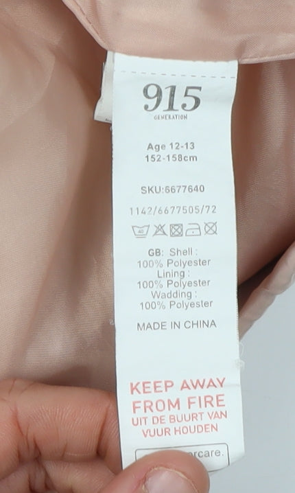 915 Generation Girls Pink Puffer Jacket, Age 12-13, Cropped Zip Coat