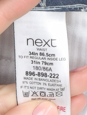 Next Men's Blue Regular Trousers - Size 34