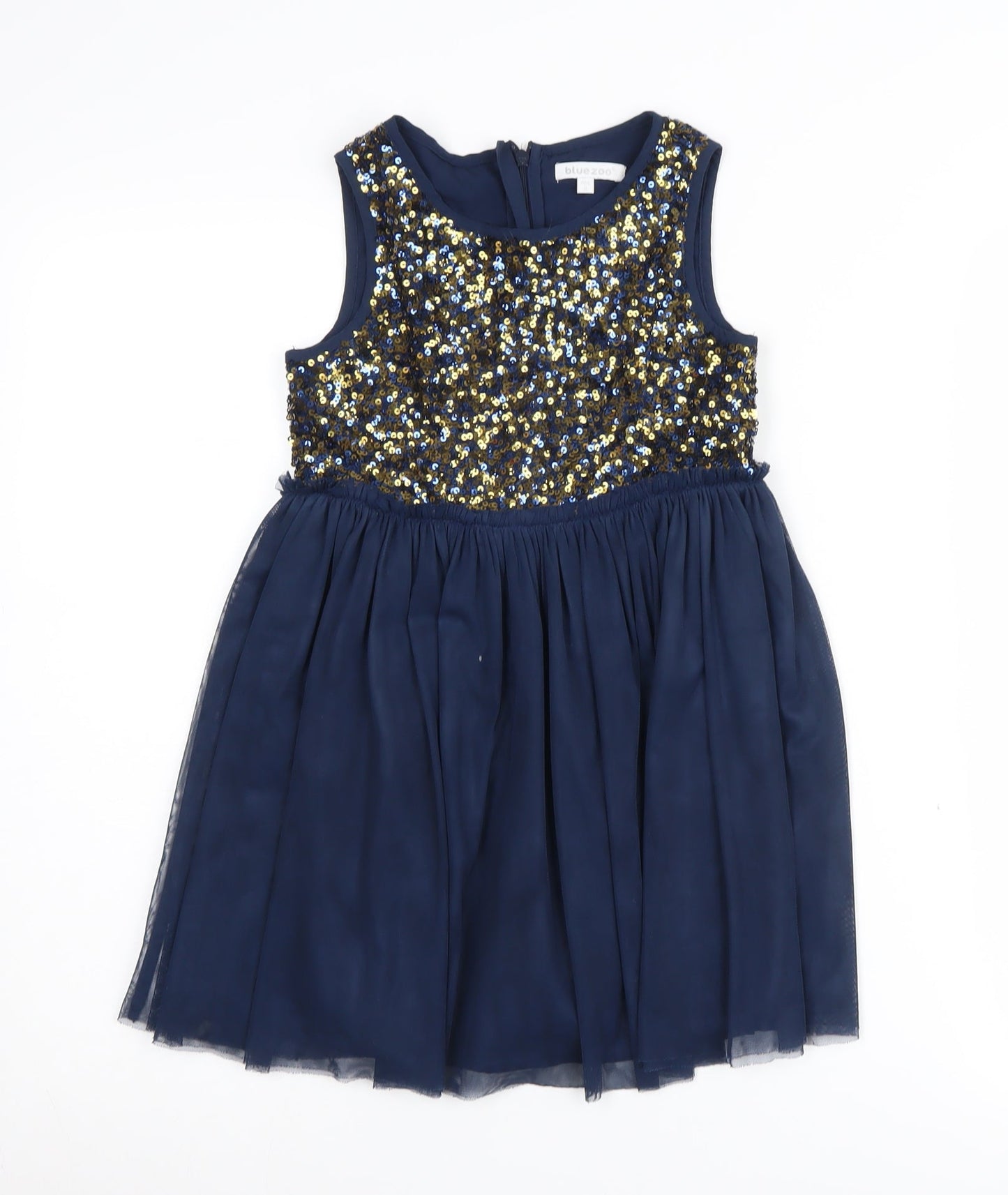 Bluezoo Girls Blue Sequin Fit & Flare Party Dress 6 Years