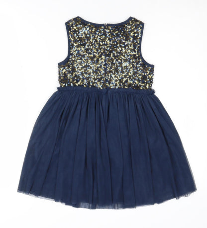 Bluezoo Girls Blue Sequin Fit & Flare Party Dress 6 Years