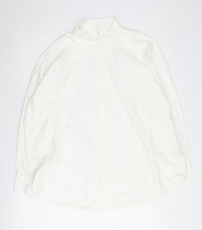 H&M Men's White Long Sleeve Button-Up Shirt L