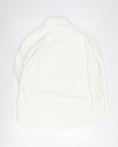 H&M Men's White Long Sleeve Button-Up Shirt L