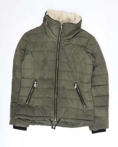 Dorothy Perkins Women's Green Puffer Jacket Size 10