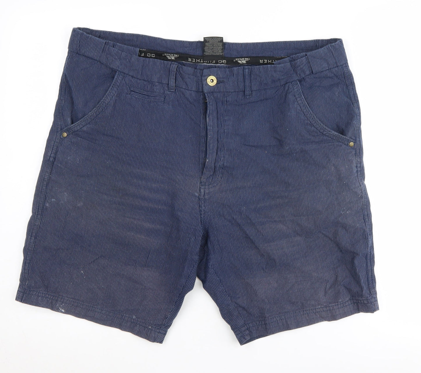 Trespass Men's Blue Chino Shorts, Size L, Striped Corduroy