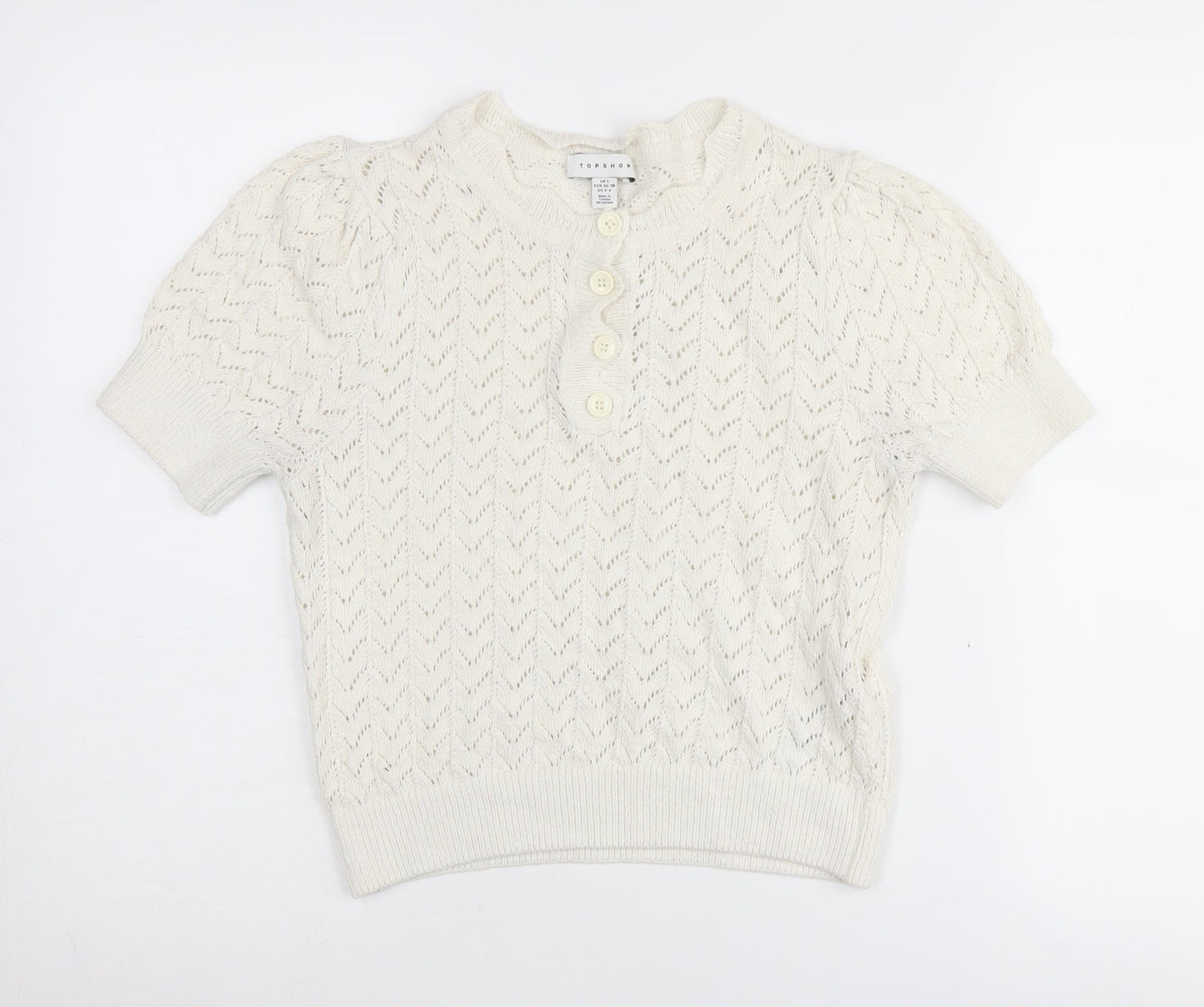 Womens UK Size S Topshop Ivory Henley Jumper