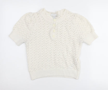 Womens UK Size S Topshop Ivory Henley Jumper
