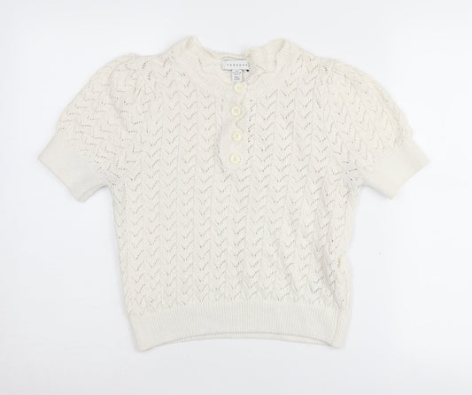 Womens UK Size S Topshop Ivory Henley Jumper