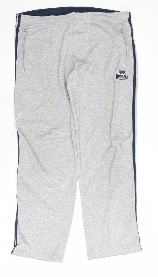 Lonsdale Men's Grey Jogger Trousers, Elastic Waist, Size Regular
