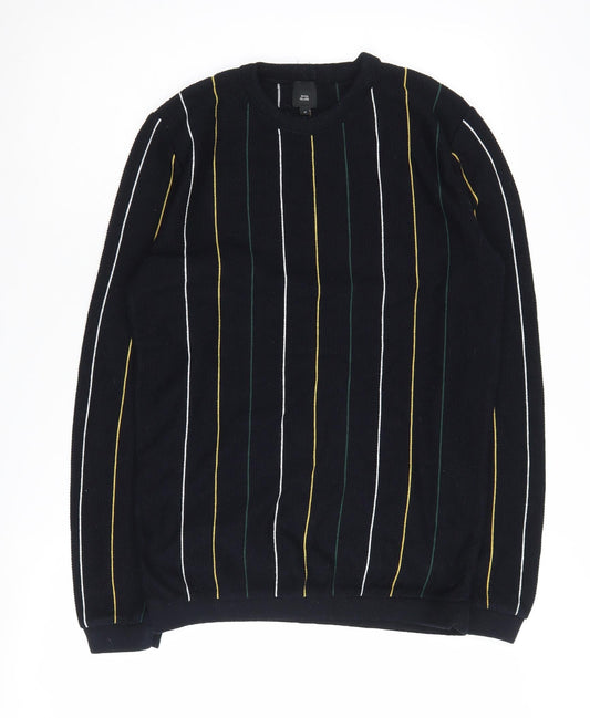 River Island Men's Black Striped Pullover Jumper M