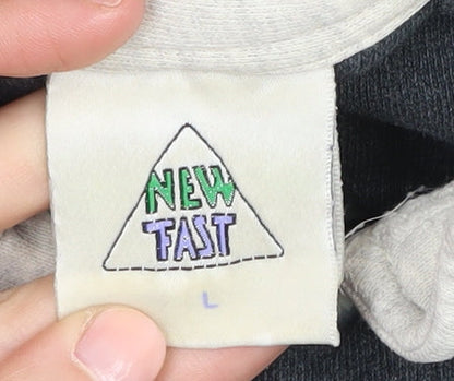 New Fast Men's Grey Long Sleeve Polo Shirt L