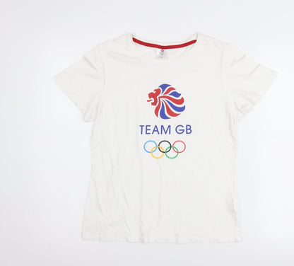 Team GB White Unisex Kids T-Shirt, Size 14, Sports Style