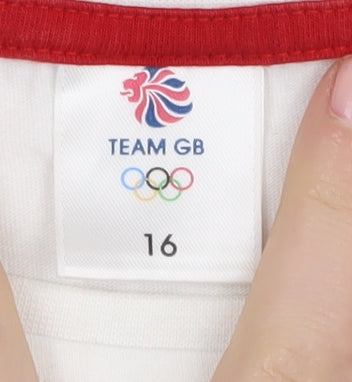 Team GB White Unisex Kids T-Shirt, Size 14, Sports Style