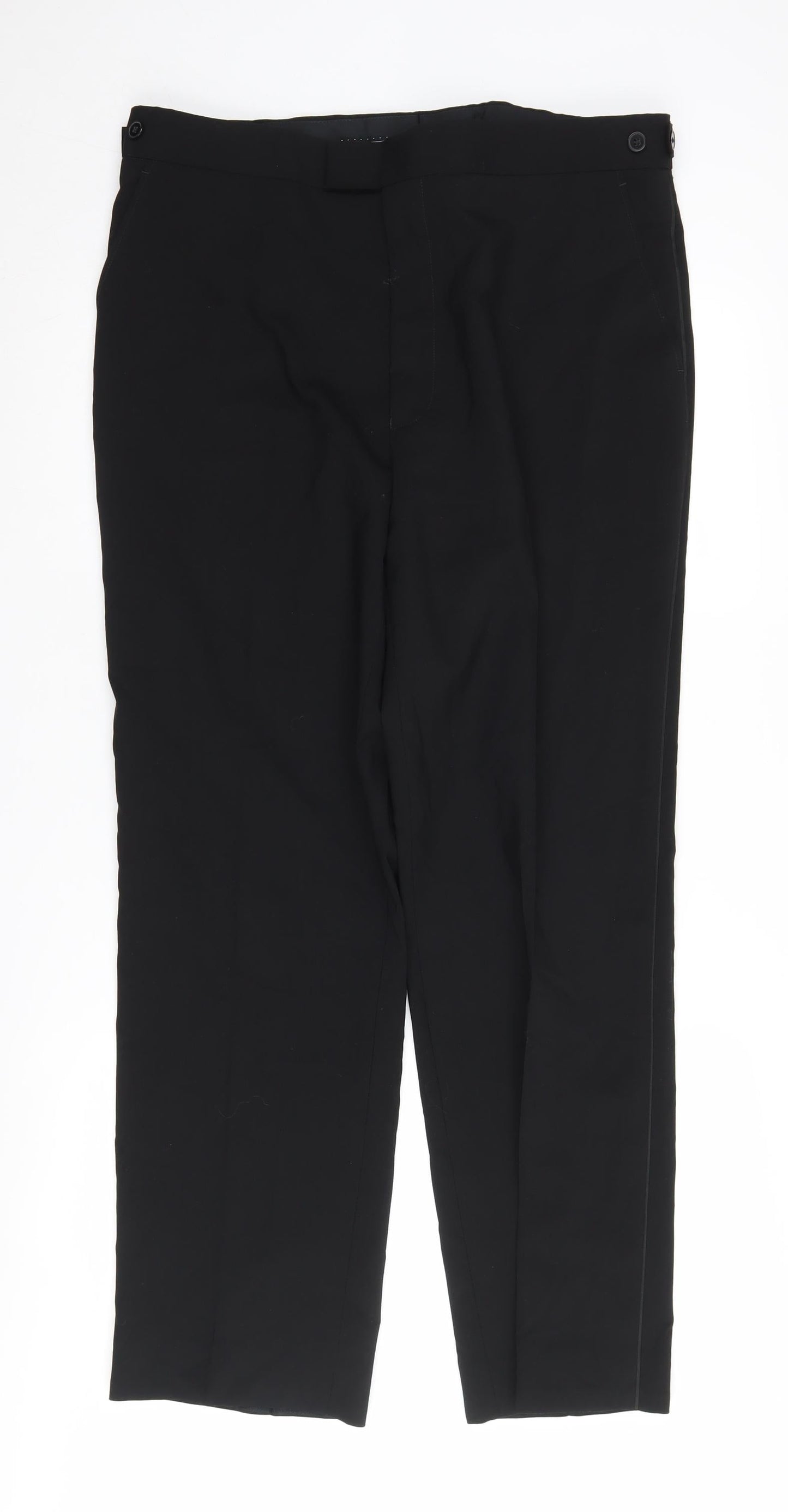 Moss Bros Men's Black Wool Trousers Size 36